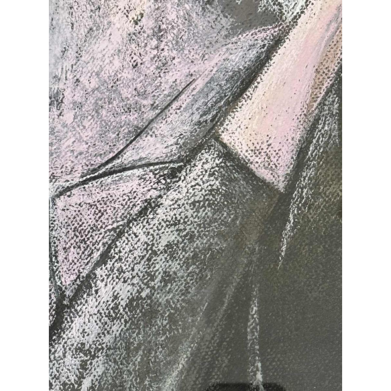 Odette COLLON « Jeune femme pensive » tableau pastel sur papier, 1991