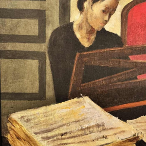 Christian HOCQUET « Musicales scales at home - the pianist » painting oil on canvas