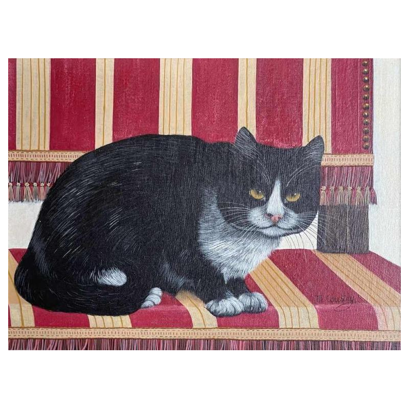 Thérèse COUSTRY (1950-) « chat couché »