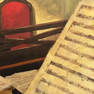 Christian HOCQUET « Gammes à la maison - la pianiste » peinture huile sur toile