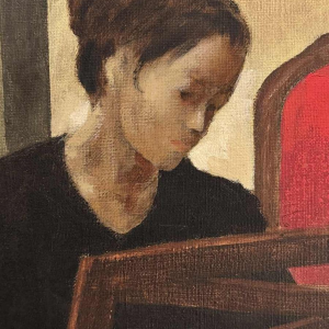 Christian HOCQUET « Musicales scales at home - the pianist » painting oil on canvas