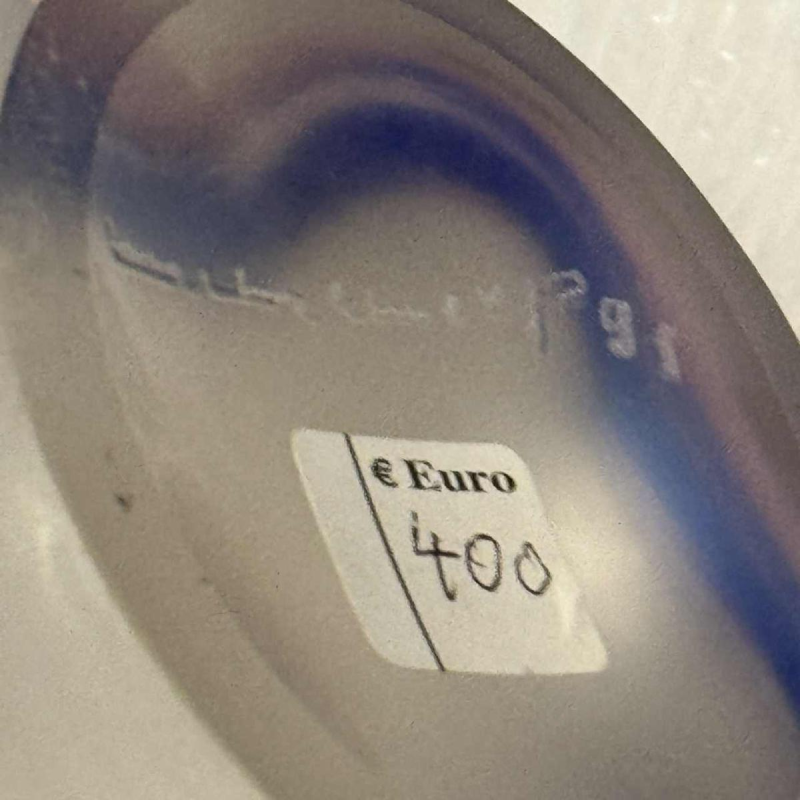 Louis LELOUP (1929-): presse papier en cristal avec application