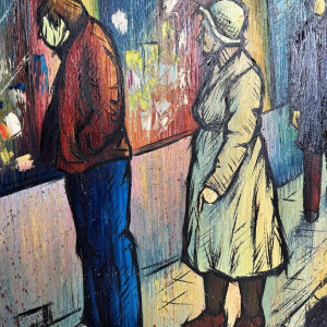 Michel MERCIE « The straat », schilderij, olie op doek