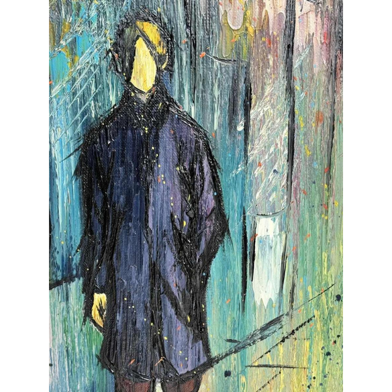 Michel MERCIE « La rue », huile sur toile, peinture