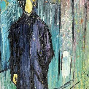 Michel MERCIE « La rue », huile sur toile, peinture