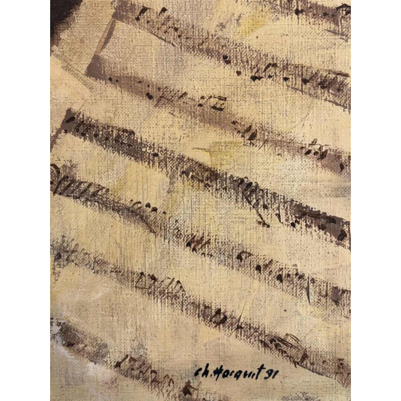 Christian HOCQUET « Gammes à la maison - la pianiste » peinture huile sur toile