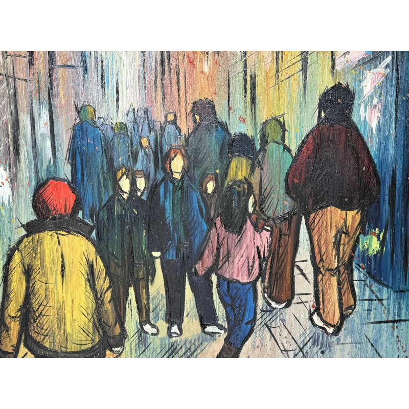 Michel MERCIE « The street », painting, oil on canvas