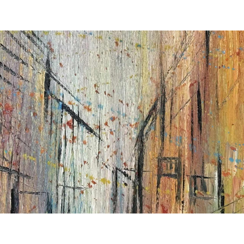 Michel MERCIE « La rue », huile sur toile, peinture