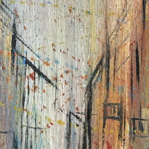 Michel MERCIE « La rue », huile sur toile, peinture