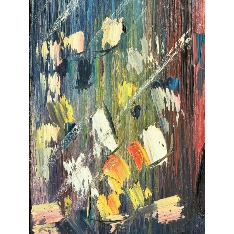 Michel MERCIE « The street », painting, oil on canvas