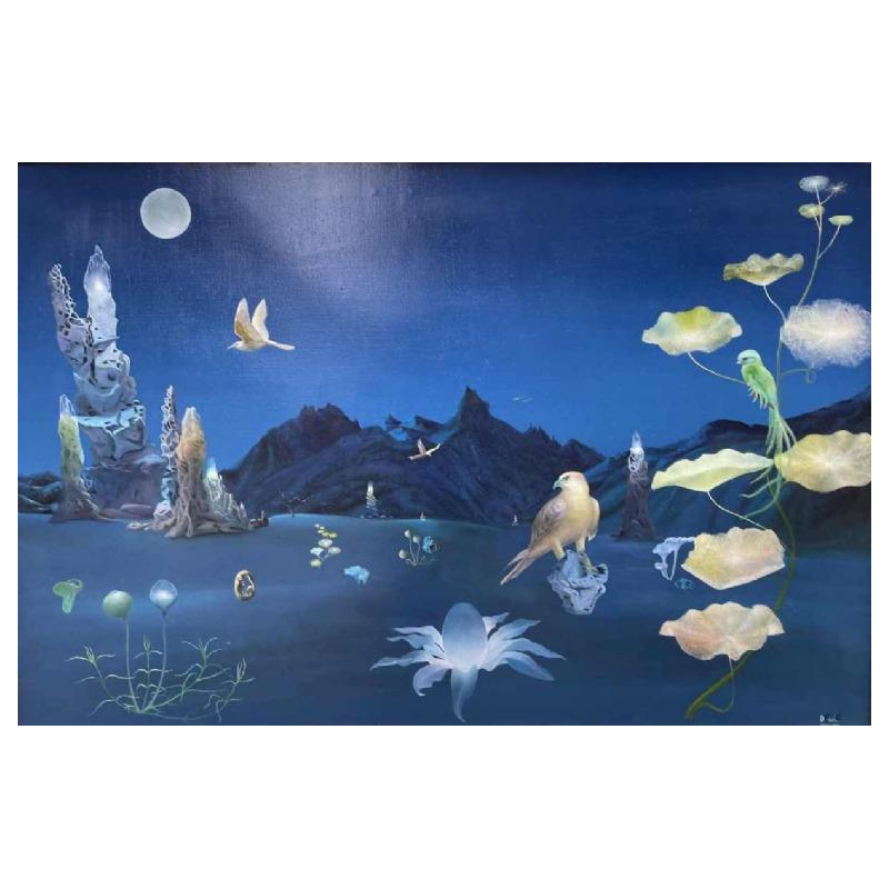 Belgian surrealist school dated 1989-90 hst 80x120 cm