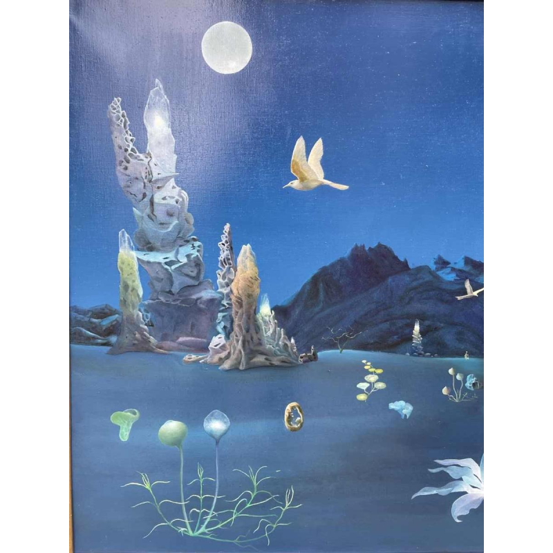 Belgian surrealist school dated 1989-90 hst 80x120 cm