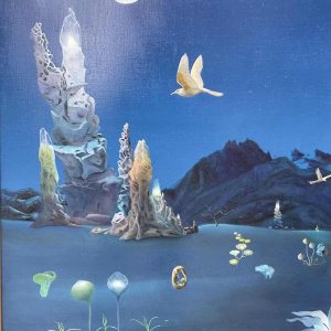 Belgian surrealist school dated 1989-90 hst 80x120 cm