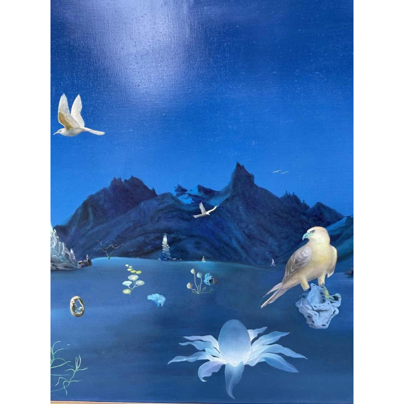 Belgian surrealist school dated 1989-90 hst 80x120 cm