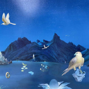 Belgian surrealist school dated 1989-90 hst 80x120 cm