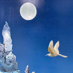 École surréaliste belge datée 1989-90 hst 80x120 cm