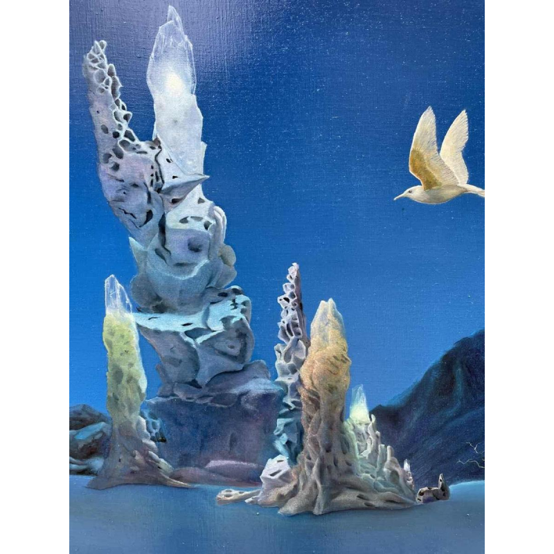 École surréaliste belge datée 1989-90 hst 80x120 cm