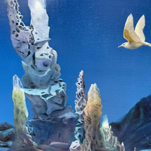 Belgian surrealist school dated 1989-90 hst 80x120 cm