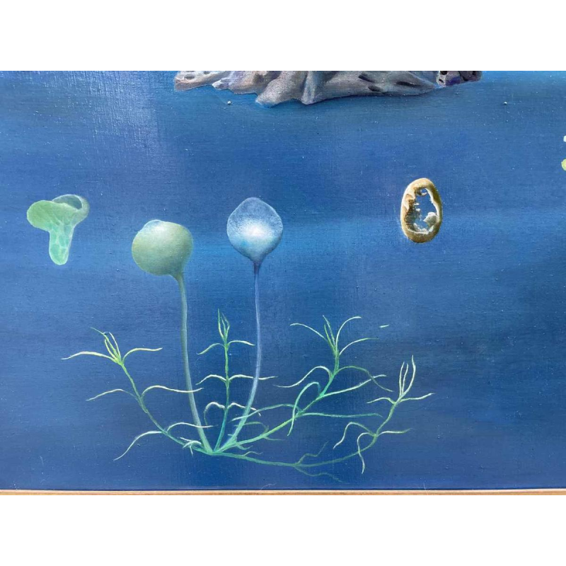 Belgische surrealistische school gedateerd 1989-90 hst 80x120 cm