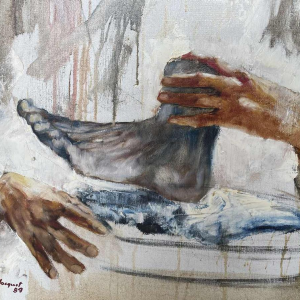 Christian HOCQUET (1935-2014) : « Camille Claudel » hst 99x73 cm