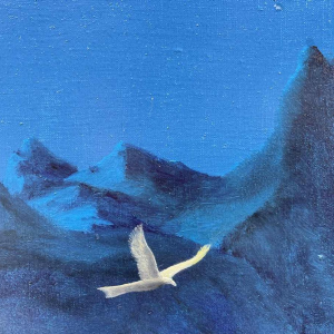 Belgische surrealistische school gedateerd 1989-90 hst 80x120 cm