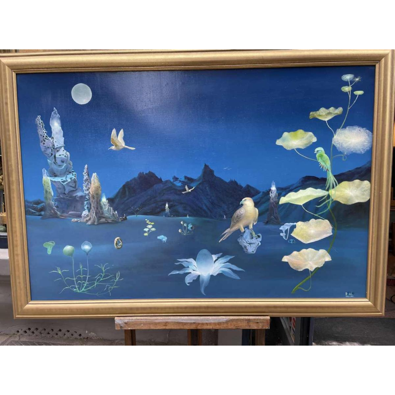 Belgian surrealist school dated 1989-90 hst 80x120 cm