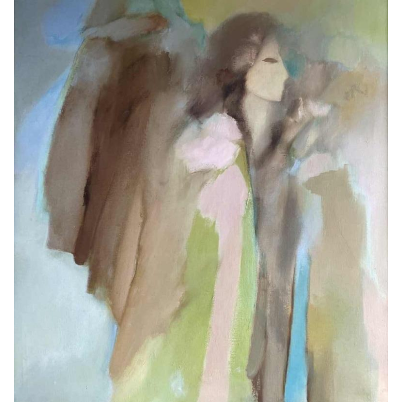 Ninette FERARD (1933-) « Jeune femme » 1982 huile sur toile 85x80 cm