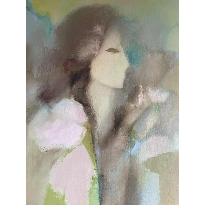 Ninette FERARD (1933-) « Jeune femme » 1982 huile sur toile 85x80 cm