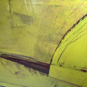 Serge Detriaux " Abstraction Jaune " Tableau Huile sur Panneau, 1982