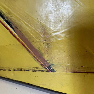 Serge Detriaux " Gele Abstractie " Schilderij Olieverf op paneel, 1982