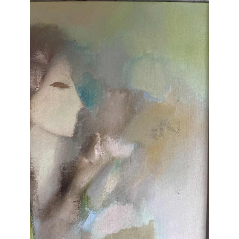 Ninette FERARD (1933-) « Jeune femme » 1982 huile sur toile 85x80 cm