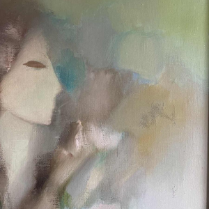 Ninette FERARD (1933-) « Jeune femme » 1982 huile sur toile 85x80 cm