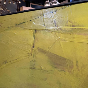 Serge Detriaux " Yellow Abstract " Painting Oil on Panel, 1982