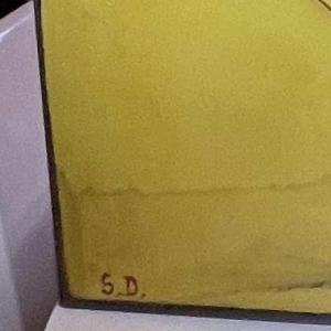 Serge Detriaux " Yellow Abstract " Painting Oil on Panel, 1982