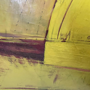 Serge Detriaux " Yellow Abstract " Painting Oil on Panel, 1982