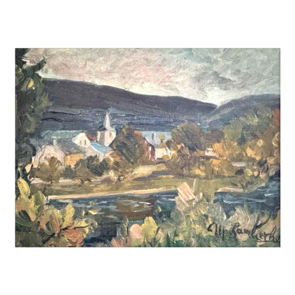 Marie LAMBREXHE "Vresse, vue d'en haut" oil on canvas