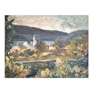 Marie LAMBREXHE " Vresse, vue d'en haut " olieverf op doek