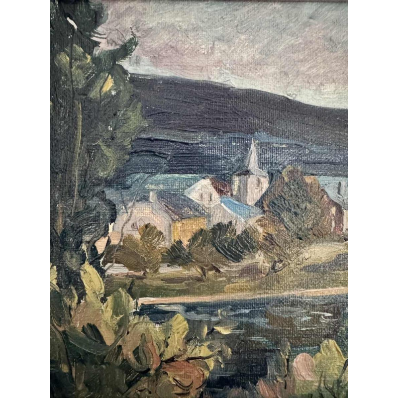 Marie LAMBREXHE "Vresse, vue d'en haut" oil on canvas
