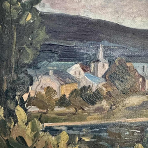 Marie LAMBREXHE "Vresse, vue d'en haut" oil on canvas