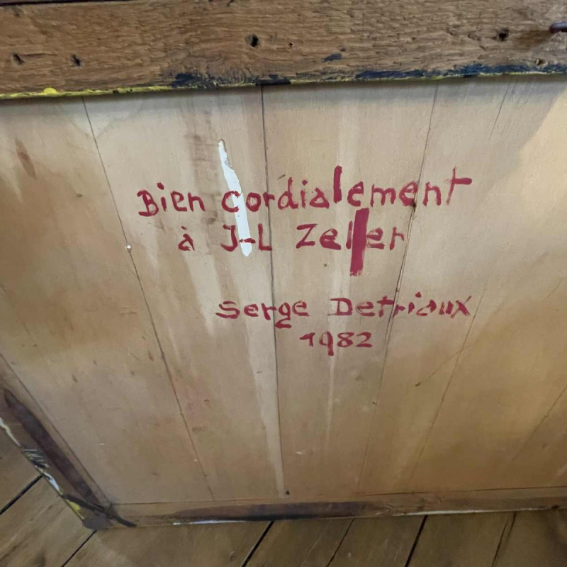 Serge Detriaux " Gele Abstractie " Schilderij Olieverf op paneel, 1982