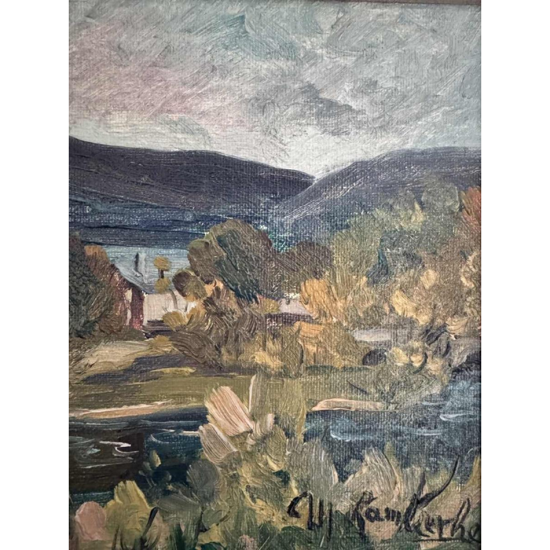 Marie LAMBREXHE "Vresse, vue d'en haut" oil on canvas