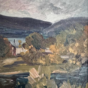 Marie LAMBREXHE "Vresse, vue d'en haut" oil on canvas