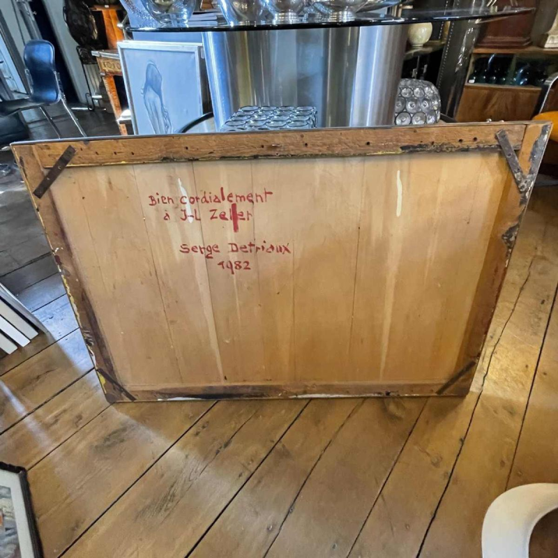 Serge Detriaux " Gele Abstractie " Schilderij Olieverf op paneel, 1982