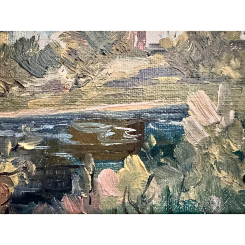 Marie LAMBREXHE " Vresse, vue d'en haut " olieverf op doek