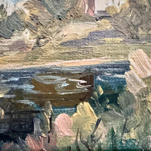 Marie LAMBREXHE "Vresse, vue d'en haut" oil on canvas