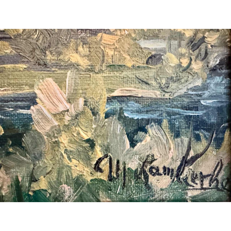 Marie LAMBREXHE " Vresse, vue d'en haut " olieverf op doek