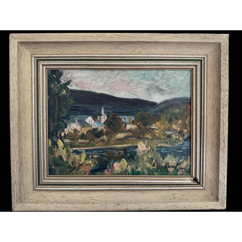 Marie LAMBREXHE "Vresse, vue d'en haut" oil on canvas