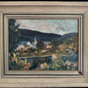 Marie LAMBREXHE "Vresse, vue d'en haut" oil on canvas