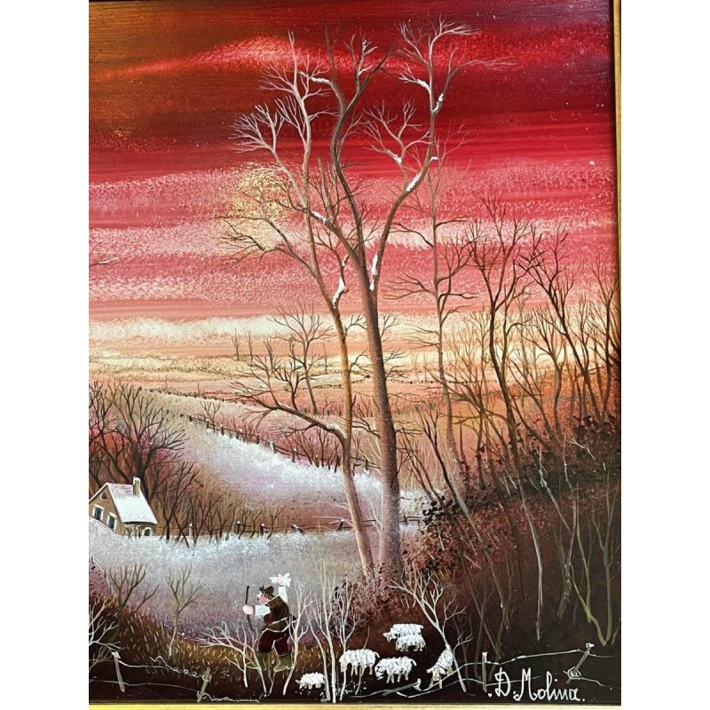 Danielle MOLINA « le retour du berger » 1981 hsp 24x30 cm