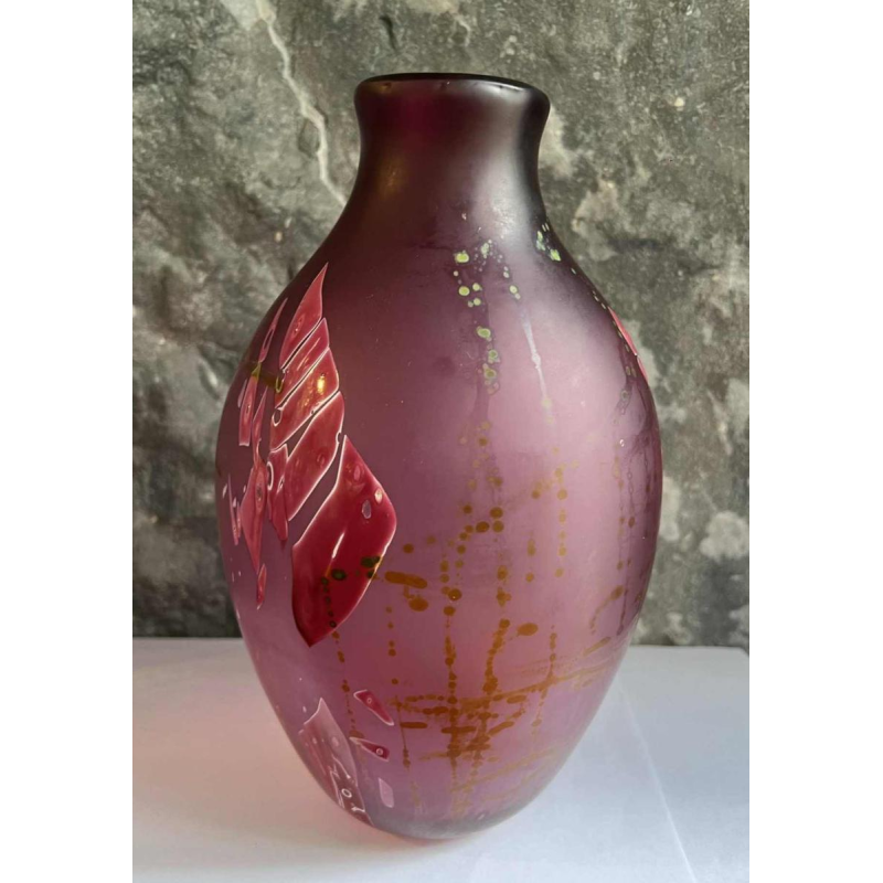 Louis Leloup, vase en verre à décor dinclusions, 1981